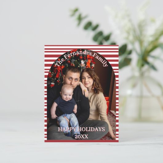 Kerst Kerststok Strepen Op Maat Briefkaart (Staand voorkant)