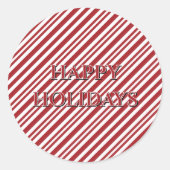 Kerst Kerststok Strepen Ronde Sticker (Voorkant)