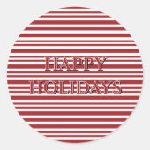 Kerst Kerststok Strepen Ronde Sticker (Voorkant)