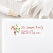 Kerst Kerststok Winter Botanische Retourlabel Etiket (Insitu)