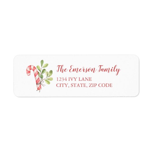 Kerst Kerststok Winter Botanische Retourlabel Etiket (Voorkant)