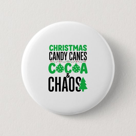 Kerst Kerststokken Cacao Chaos Ontwerp Ronde Button 5,7 Cm (Voorkant)