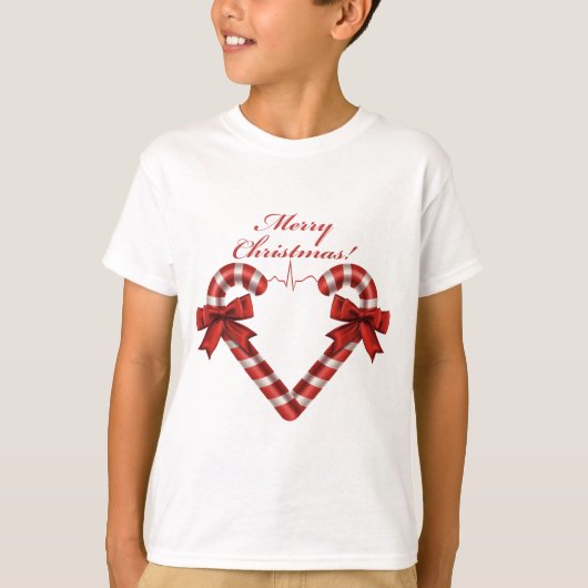 Kerst Kerststol Harten Ekg Strook Aangepast T-shirt (Voorkant)