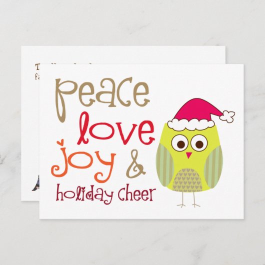 Kerst Kerstuil, briefkaart (Voorkant / Achterkant)