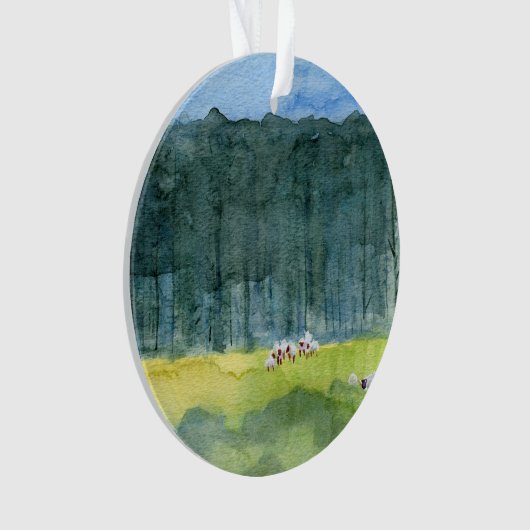 Kerst-kerstversiering in een vreedzaam landschap ornament (voorkant)