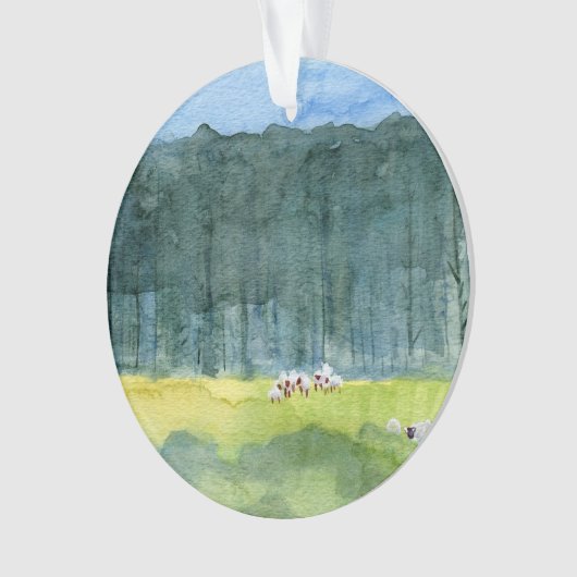 Kerst-kerstversiering in een vreedzaam landschap ornament (voorkant)