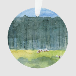 Kerst-kerstversiering in een vreedzaam landschap ornament