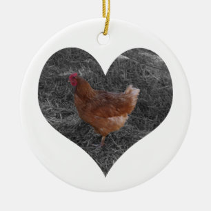 Kerst-kerstversiering met een gebroken kip keramisch ornament