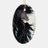 Kerst-kerstversiering met grote paarden door Bihrl Keramisch Ornament (Rechts)