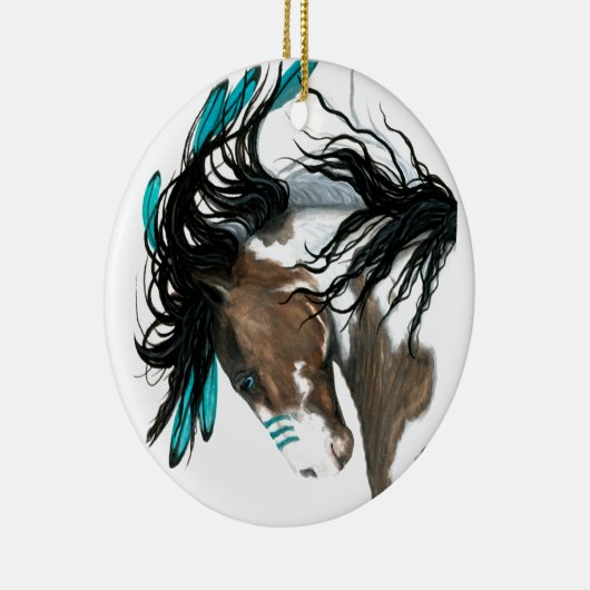 Kerst-kerstversiering met grote paarden door Bihrl Keramisch Ornament (Rechts)