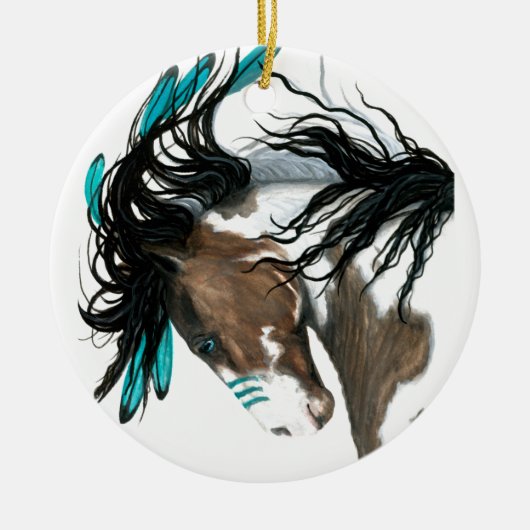 Kerst-kerstversiering met grote paarden door Bihrl Keramisch Ornament (Voorkant)