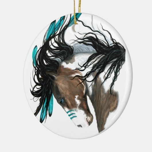 Kerst-kerstversiering met grote paarden door Bihrl Keramisch Ornament (Links)