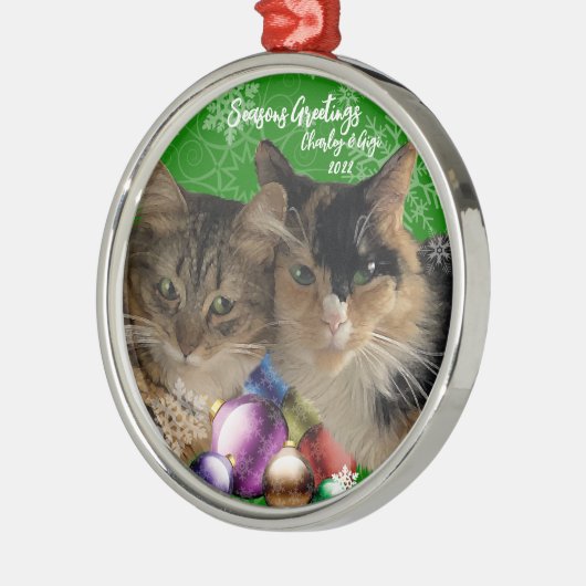 Kerst-kerstversiering met kat metaal metalen ornament (Links)