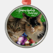 Kerst-kerstversiering met kat metaal metalen ornament (Voorkant)