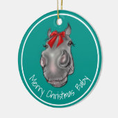 Kerst-kerstversiering met pony, voor kerst-Baby Keramisch Ornament (Links)