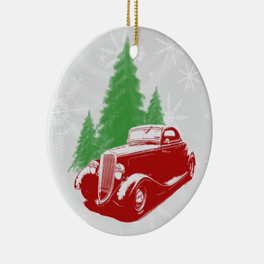 Kerst-kerstversiering met warme rod keramisch ornament (Rechts)