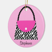 Kerst-kerstversiering paars keramisch ornament (Links)