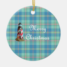 Kerst-kerstversiering van de kustvuurtoren