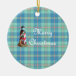 Kerst-kerstversiering van de kustvuurtoren keramisch ornament