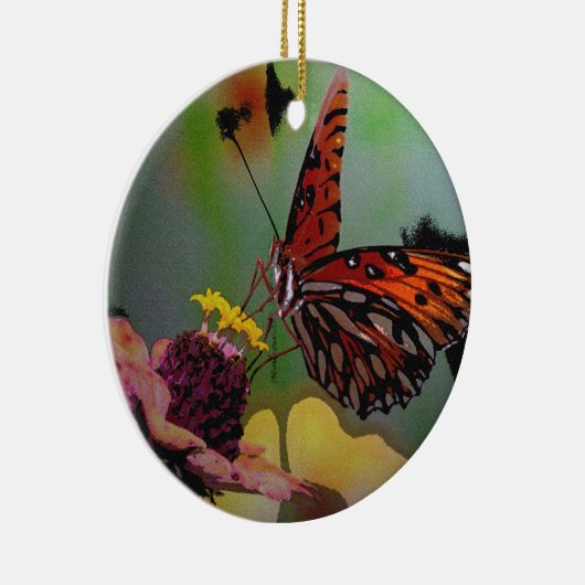 Kerst-kerstversiering van Monarch Butterfly Keramisch Ornament (Rechts)