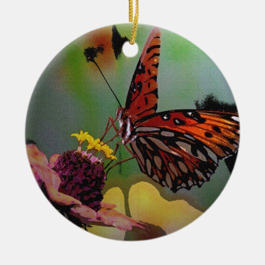 Kerst-kerstversiering van Monarch Butterfly Keramisch Ornament (Voorkant)