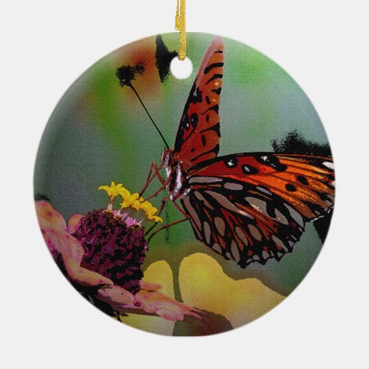 Kerst-kerstversiering van Monarch Butterfly Keramisch Ornament (Achterkant)