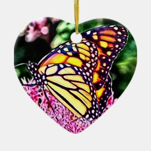Kerst-kerstversiering van Monarch Butterfly Keramisch Ornament (Voorkant)