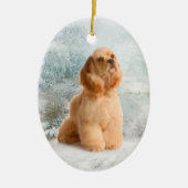 Kerst-kerstversiering voor Cocker Spaniel Keramisch Ornament (Voorkant)