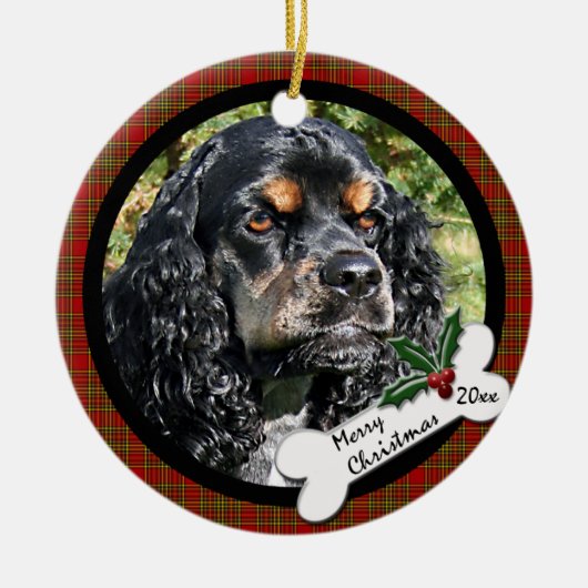 Kerst-kerstversiering voor Cocker Spaniel Keramisch Ornament (Voorkant)