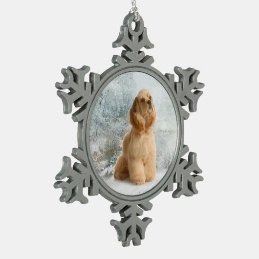 Kerst-kerstversiering voor Cocker Spaniel Tin Sneeuwvlok Ornament (Links)