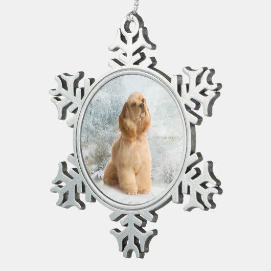 Kerst-kerstversiering voor Cocker Spaniel Tin Sneeuwvlok Ornament (Rechts)