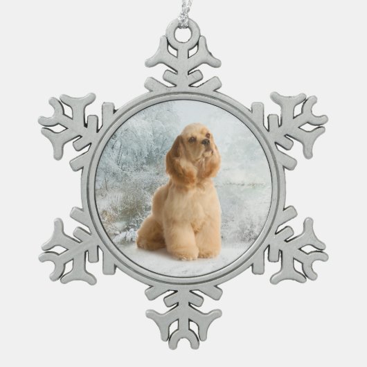 Kerst-kerstversiering voor Cocker Spaniel Tin Sneeuwvlok Ornament (Voorkant)