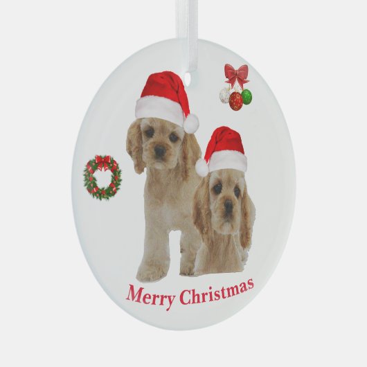 Kerst-kerstversiering voor Cockerspaniel Glas Ornament (Voorkant Rechts)