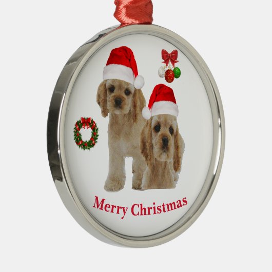 Kerst-kerstversiering voor Cockerspaniel Metalen Ornament (Rechts)