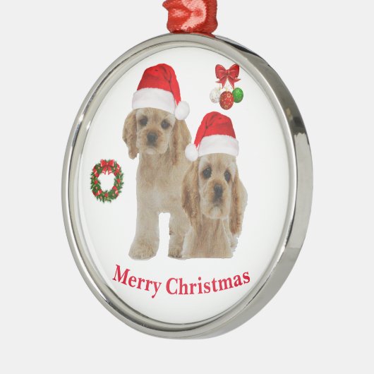 Kerst-kerstversiering voor Cockerspaniel Metalen Ornament (Links)