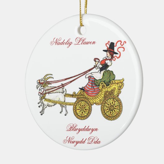 Kerst-kerstversiering voor geitenkar keramisch ornament (Links)