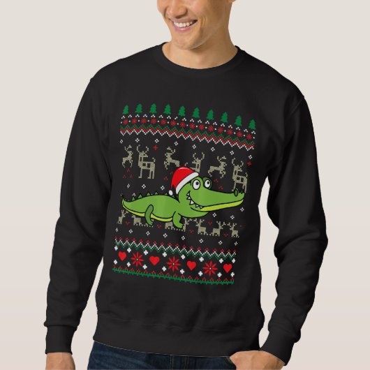 Kerst-kerstversiering voor Krokodile Alligator Ugl Trui (Voorkant)