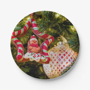 Kerst-kerstversiering voor ontbijt papieren bordje