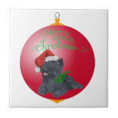 Kerst-kerstversieringen in Caïro Terrier Tegeltje (Voorkant)