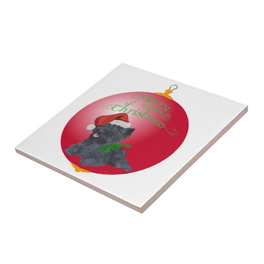 Kerst-kerstversieringen in Caïro Terrier Tegeltje (Zijkant)