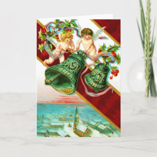 Kerst, kerubs en zeembellen feestdagen kaart