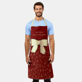 Kerst keuken brigade boog kleine pijnbomen schort (Gedragen)