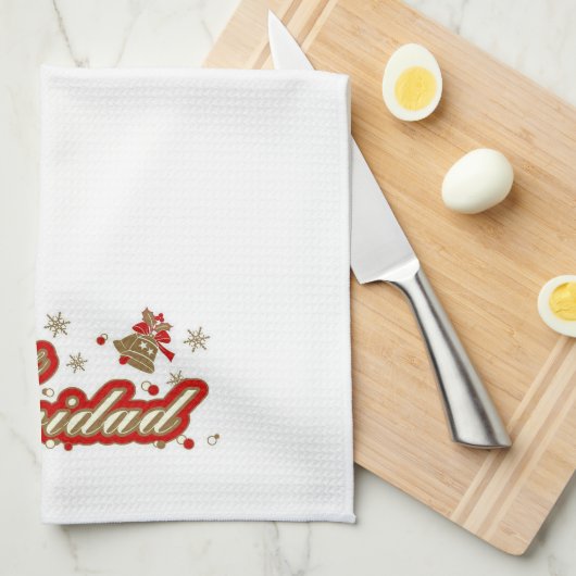 Kerst Keuken Handdoek Feliz Navidad (Quarter Fold)