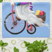 Kerst Keuken Handdoek Gnome met fiets en geschenke (Gevouwen)