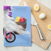 Kerst Keuken Handdoek Gnome met fiets en geschenke (Quarter Fold)
