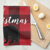 Kerst Keuken Handdoek Rood Plaid Zwart Beer (Quarter Fold)