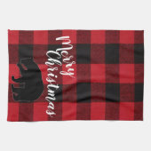 Kerst Keuken Handdoek Rood Plaid Zwart Beer (Horizontaal)