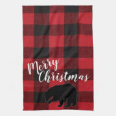 Kerst Keuken Handdoek Rood Plaid Zwart Beer (Verticaal)