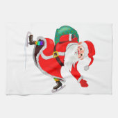 Kerst Keuken Handdoek Santa Claus met Gift (Horizontaal)