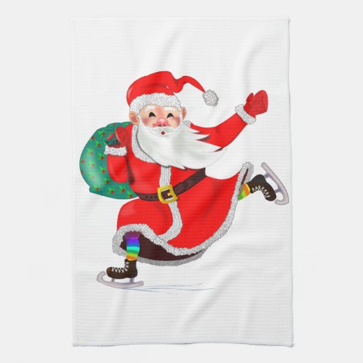 Kerst Keuken Handdoek Santa Claus met Gift (Verticaal)
